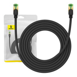 Kabel sieciowy w oplocie kat.8 Baseus Ethernet RJ45, 40Gbps, 3m (czarny)