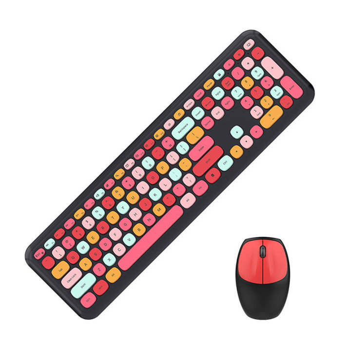 Set teclado + ratón inalámbrico MOFII 666 2.4G (Negro&Rojo)