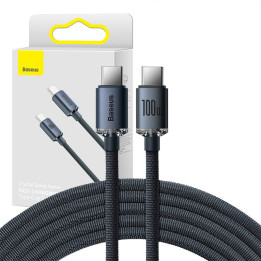 Baseus Crystal Shine Kabel USB-C auf USB-C, 100 W, 1,2 m (schwarz)