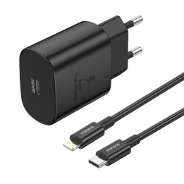 Foneng EU51 USB-C 25W Netzladegerät + USB-C - Lightning-Kabel (schwarz)