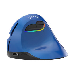 Ratón vertical inalámbrico Delux M618Mini BT4.0 + 2.4Ghz 4000DPI RGB (azul)
