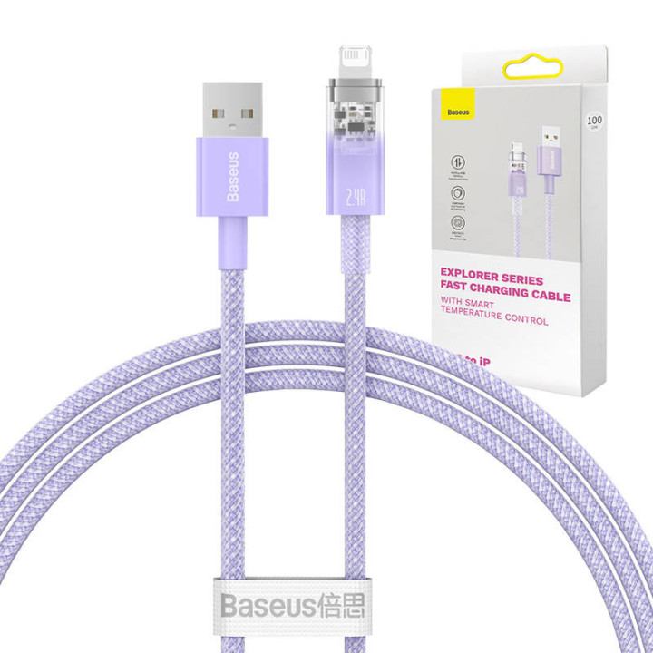 Schnellladekabel Baseus USB-A auf Lightning Explorer Serie 1 m 2,4 A (lila)