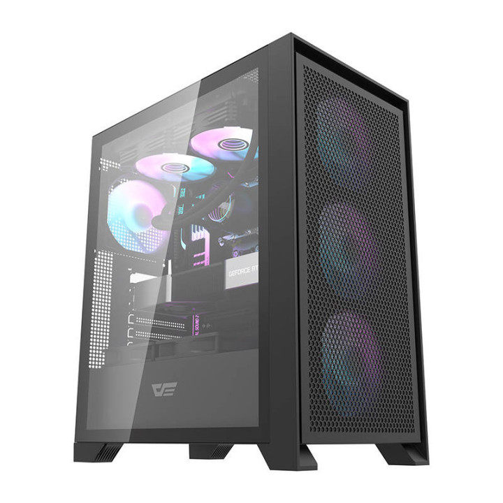 Caja de computadora Darkflash DRX70 MESH (negra) + 4 ventiladores RGB