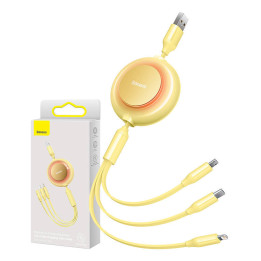 Baseus Bright Mirror 2, USB 3-in-1-Kabel für Micro-USB / USB-C / Lightning 3,5 A 1,1 m (Gelb)