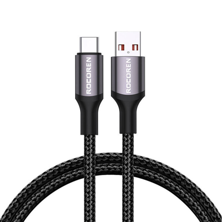 Schnellladekabel Rocoren USB-A auf USB-C Retro Series 2m 3A (grau)