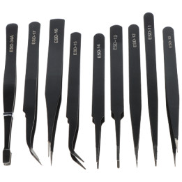 SET OF PRECISION TWEEZERS TWEEZERS-SET/1 9 PCS