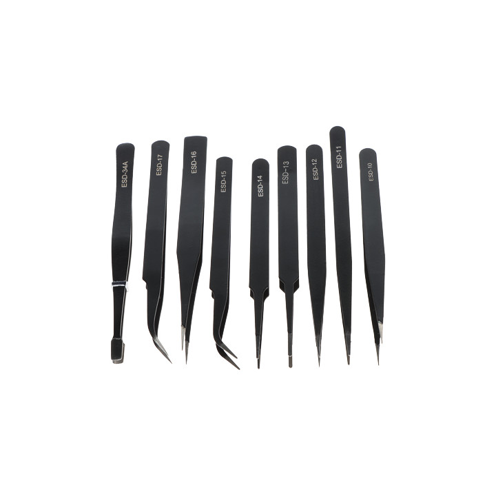 SET OF PRECISION TWEEZERS TWEEZERS-SET/1 9 PCS