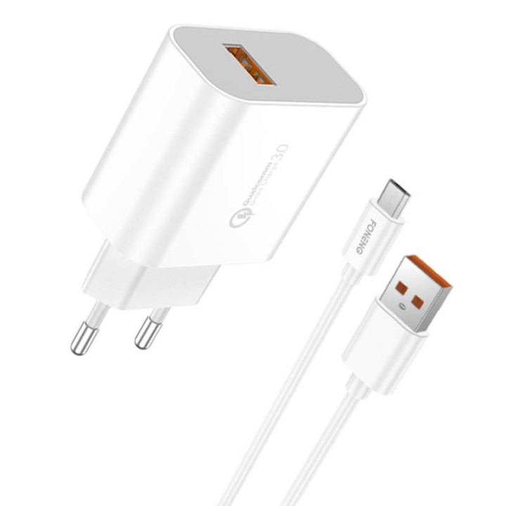 Schnellladegerät Foneng 1x USB QC 3.0 EU46 18W + USB-Micro-Kabel