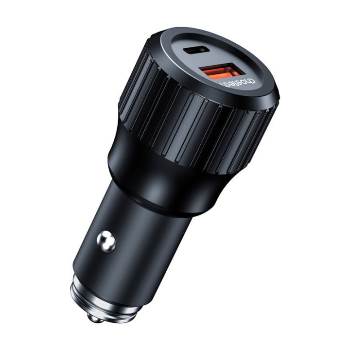 Choetech 63 W Dual USB-C 45 W + USB-A 18 W schnelles Autoladegerät (schwarz)