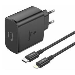 Foneng EU62 USB-C 45W Ladegerät + USB-C-auf-Lightning-Kabel (schwarz)