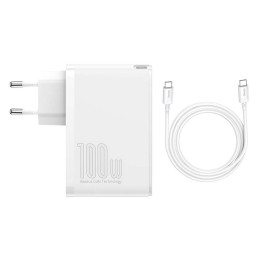 Reiseladegerät Baseus GaN2 Pro Quick 2x USB + 2x USB-C, 100W, EU (weiß)