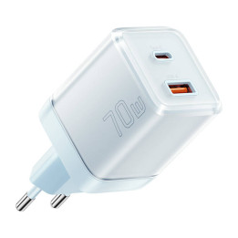 Wandladegerät Yueqi 70W GaN USB-C + USB-A (blau)