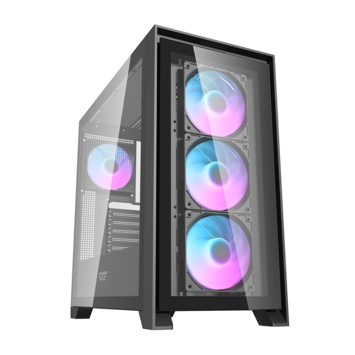 Carcasa de cristal para ordenador Darkflash DRX90 (negro)