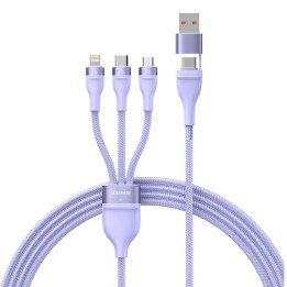 3in1 USB-Kabel Baseus Flash Series 2, USB-C + Micro-USB + Lightning, 100 W, 1,2 m (lila)