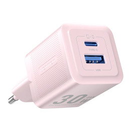 Wandladegerät, Vention, FEQP0-EU, USB-C + USB-A, 30 W/30 W, GaN (rosa)