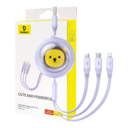 Ladekabel 3w1 Baseus USB auf USB-C, USB-M, Lightning 3,5A, 1,1m (lila)