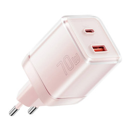 Wandladegerät Yueqi 70W GaN USB-C + USB-A (rosa)