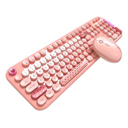 MOFII Lovely 2.4G Juego de teclado y mouse inalámbricos (rosa)