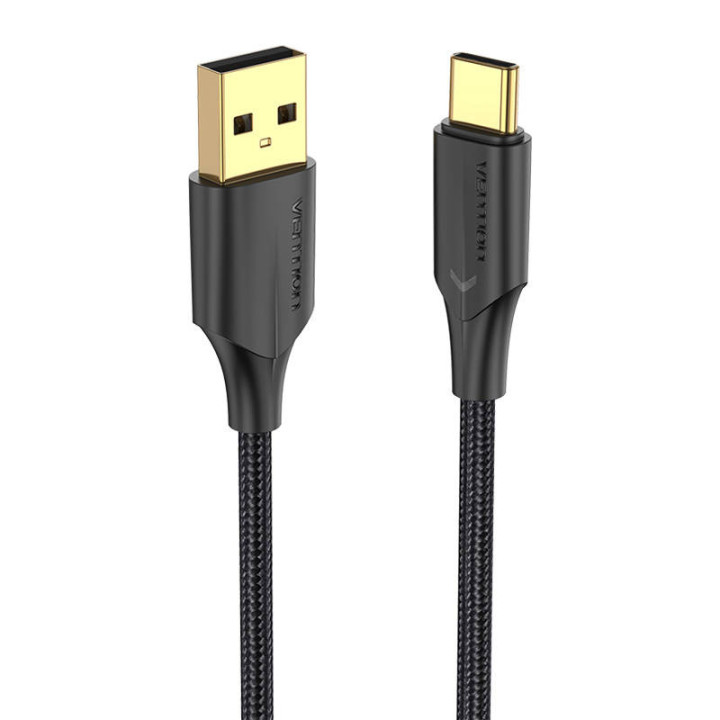 Kabel USB 2.0 zu USB-C Vention CTBFF LED 3A 1m (schwarz)