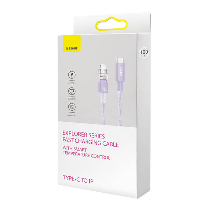 Schnellladekabel Baseus USB-C zu Lightning Explorer Serie 2 m, 20 W (lila)
