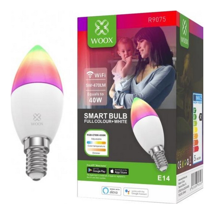 WOOX R9075 Smart WiFi LED RGB CCT 5W E14 bulb