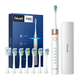 Звуковая зубная щетка FairyWill FW-P80 с набором насадок и футляром (белая)