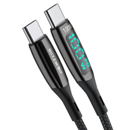USB-C-zu-USB-C-Kabel BlitzWolf BW-TC23, mit Display, 100 W, 0,9 m (schwarz)
