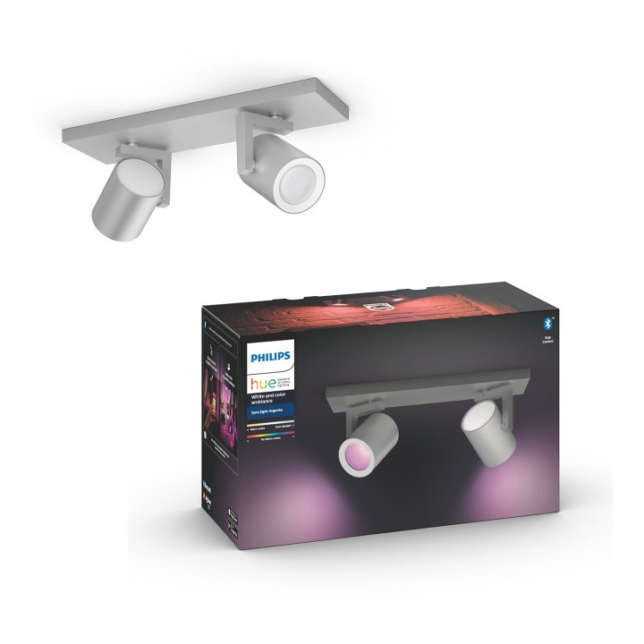 Philips Hue ceiling lamp Argenta plate/spiral aluminum 2x5.7W