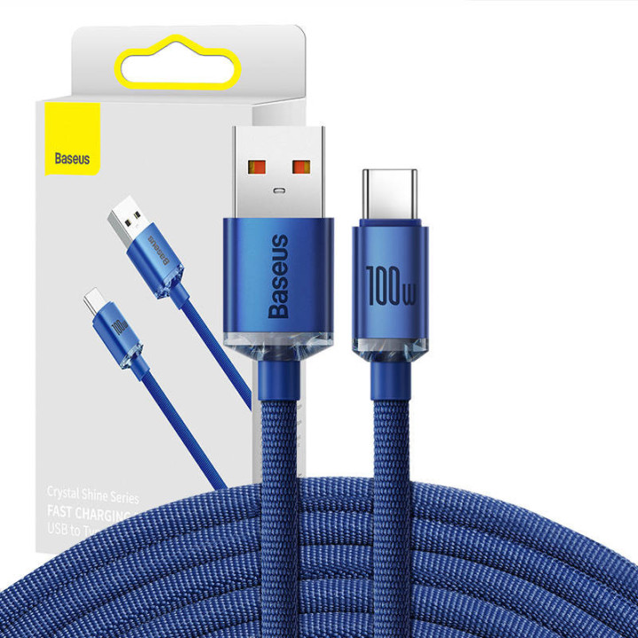 Cavo Baseus Crystal Shine da USB a USB-C, 100 W, 2 m (blu)