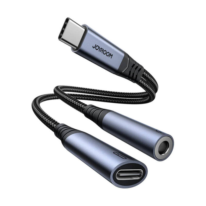 Аудиоадаптер 2-в-1 Joyroom SY-C02 Type-C на 3,5 мм + Type-C (черный)