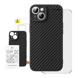 Etui Baseus Synthetic Fibre iPhone 15 Plus + szkło hartowane