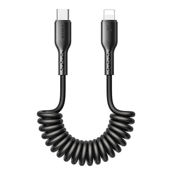 Кабель быстрой зарядки для автомобиля Joyroom Type-C к Lightning Easy-Travel Series 30Вт 1,5м, витой (черный)