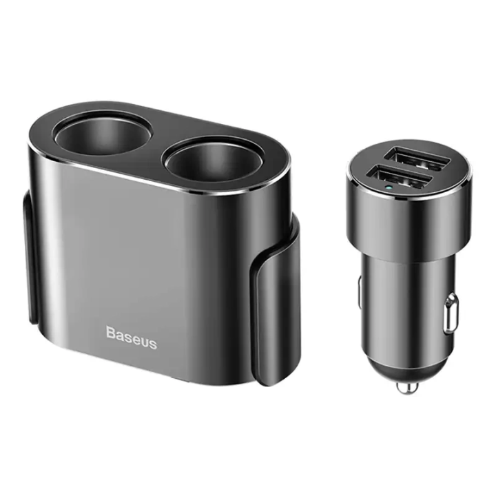 Baseus Divisor de toma de mechero 2xUSB 3,1A 100W (Negro)