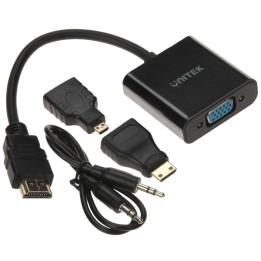 KONWERTER HDMI NA VGA Y-6355 + AUDIO + ADAPTERY MIKRO I MINI HDMI UNITEK