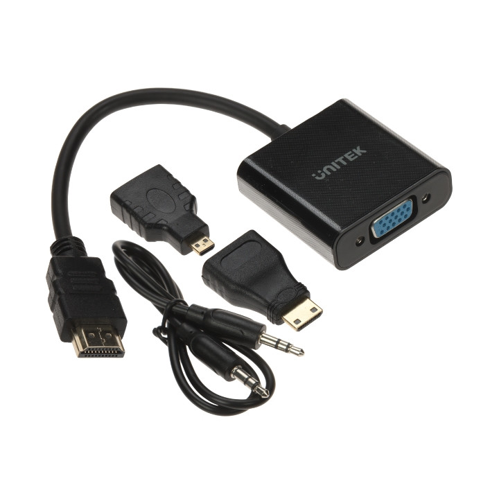 KONWERTER HDMI NA VGA Y-6355 + AUDIO + ADAPTERY MIKRO I MINI HDMI UNITEK