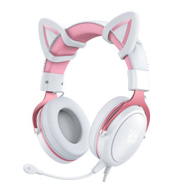 ONIKUMA X10 Auriculares para juegos blanco/rosa/orejas de gato