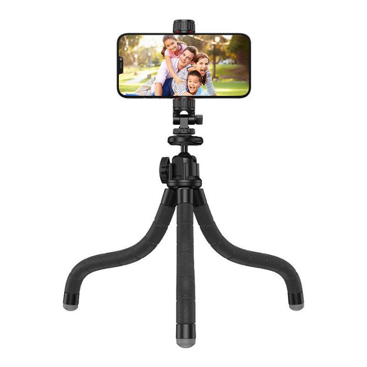 Гибкий штатив Octopus APEXEL APL-JJ025 с адаптером GoPro (черный)