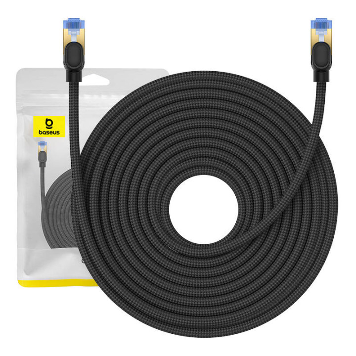 Kabel sieciowy w oplocie kat.7 Baseus Ethernet RJ45, 10Gbps, 20m (czarny)