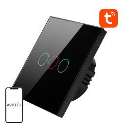 Intelligenter Lichtschalter WiFi Avatto TS02-EU-B3 3-Wege TUYA (schwarz)