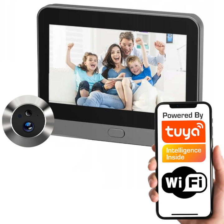 PSMART Inteligentny wizjer Wizjer 3Mpx PIR WiFi Dzwonek TUYA