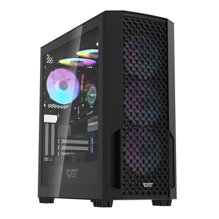 Caja de computadora Darkflash DF2100 + 4 ventiladores ARGB (negro)