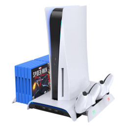 Охлаждающая станция для PS5 и зарядное устройство с двумя контроллерами Kiwi Home PB01 Белый