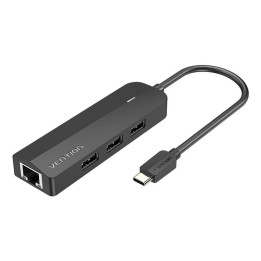 Koncentrator USB-C na 3x USB 2.0, RJ45, Micro USB Vention TGOBB 0,15 m, Czarny