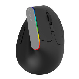 Souris verticale sans fil Delux M618C 2.4G 1600DPI RGB (noir)