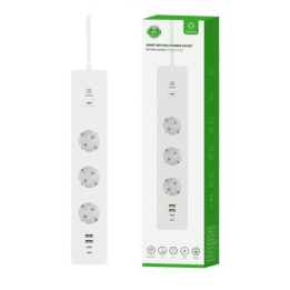 WOOX R6132 Intelligent Smart WiFi strip, 3 AC sockets, 2 USB 2.0 ports, 2 USB-C ports