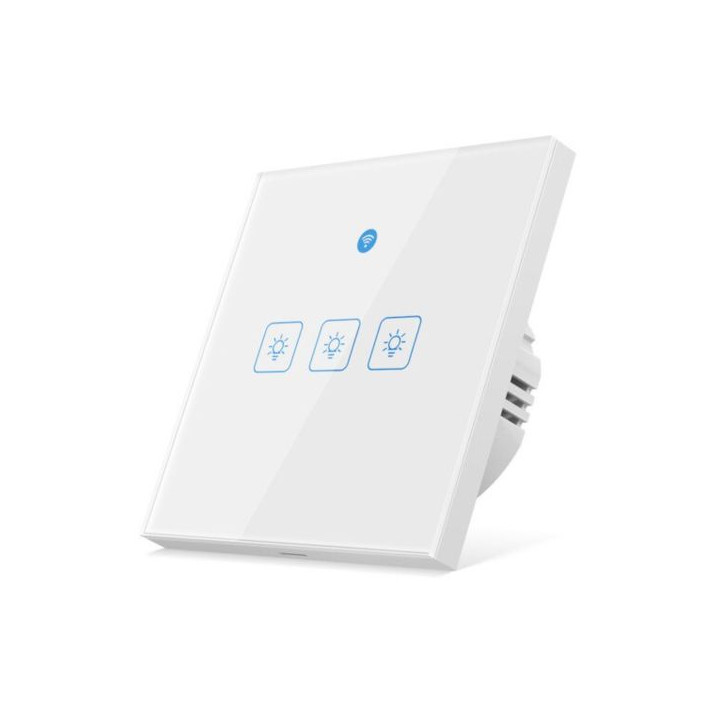 Woolley 3-Gang Smart WiFi eWeLink Wand-Touch-Schalter mit integriertem Radar-Bewegungssensor (weiß)