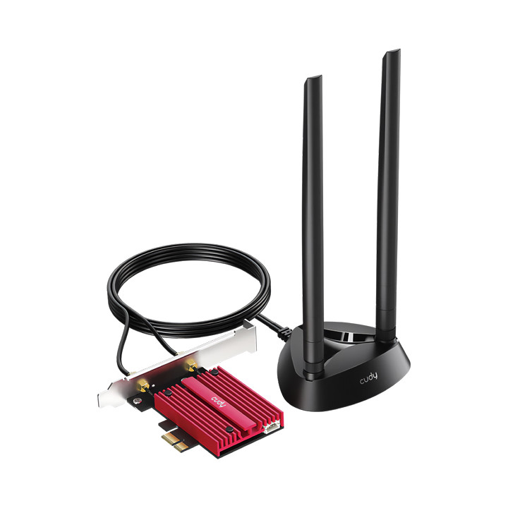 PCIE WI-FI 6E NETZWERKADAPTER WE4000 Bluetooth 5.3 2,4 GHz, 5 GHz, 6 GHz 574 Mbit/s + 2402 Mbit/s + 2402 Mbit/s CUDY