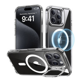 Custodia ESR Classic Hybrid (HaloLock) con supporto per iPhone 16 Pro (trasparente)