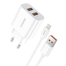 Caricabatterie rapido Foneng 2x USB EU45 12W + cavo USB Lightning