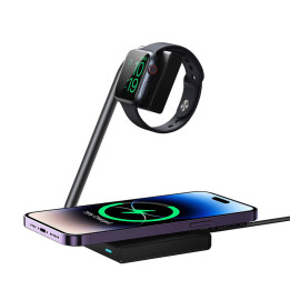 Caricabatterie wireless magnetico 2in1 Joyroom JR-WQN05 15W (Nero)